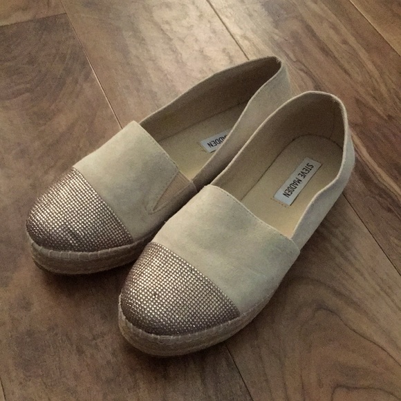 Steve Madden Tan Slip On Espadrilles, Rhinestones, 7.5 - Picture 1 of 4